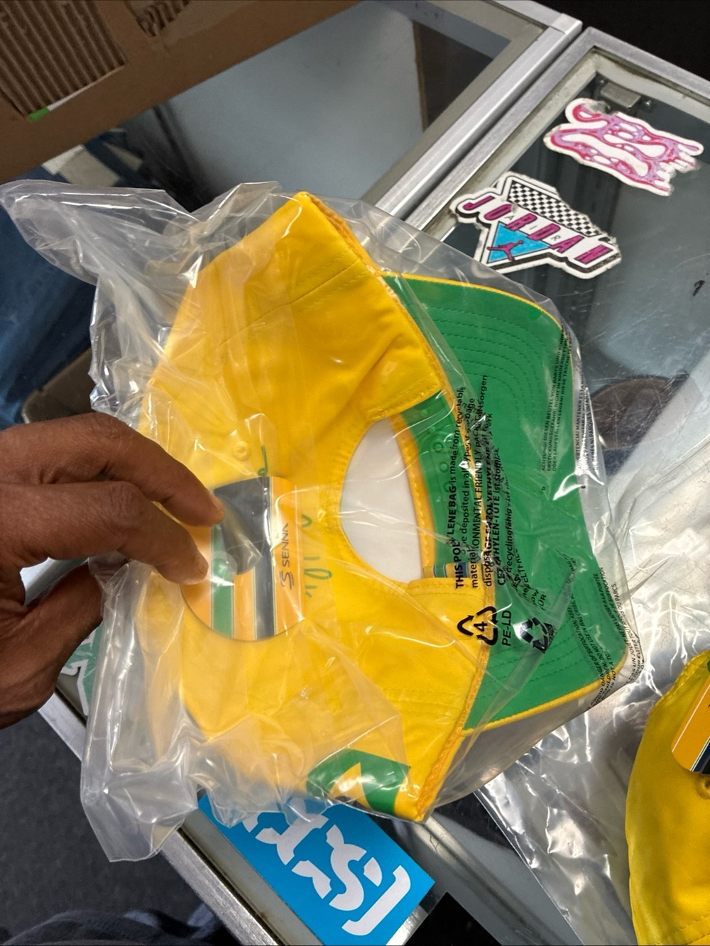 Ayrton Senna Debossed Logo Baseball Cap New NWT Rare OSFM Yellow - Picture 12 of 15